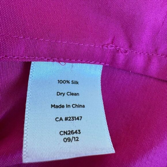 Talbots 100% Silk Fuchsia Pink Long Sleeve Button Up Blouse Collared Size 8 - Picture 7 of 7